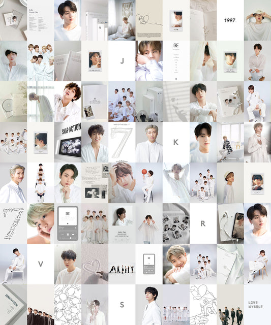 BTS Aesthetic White Poster Collage Kit For Bedroom and Living Room